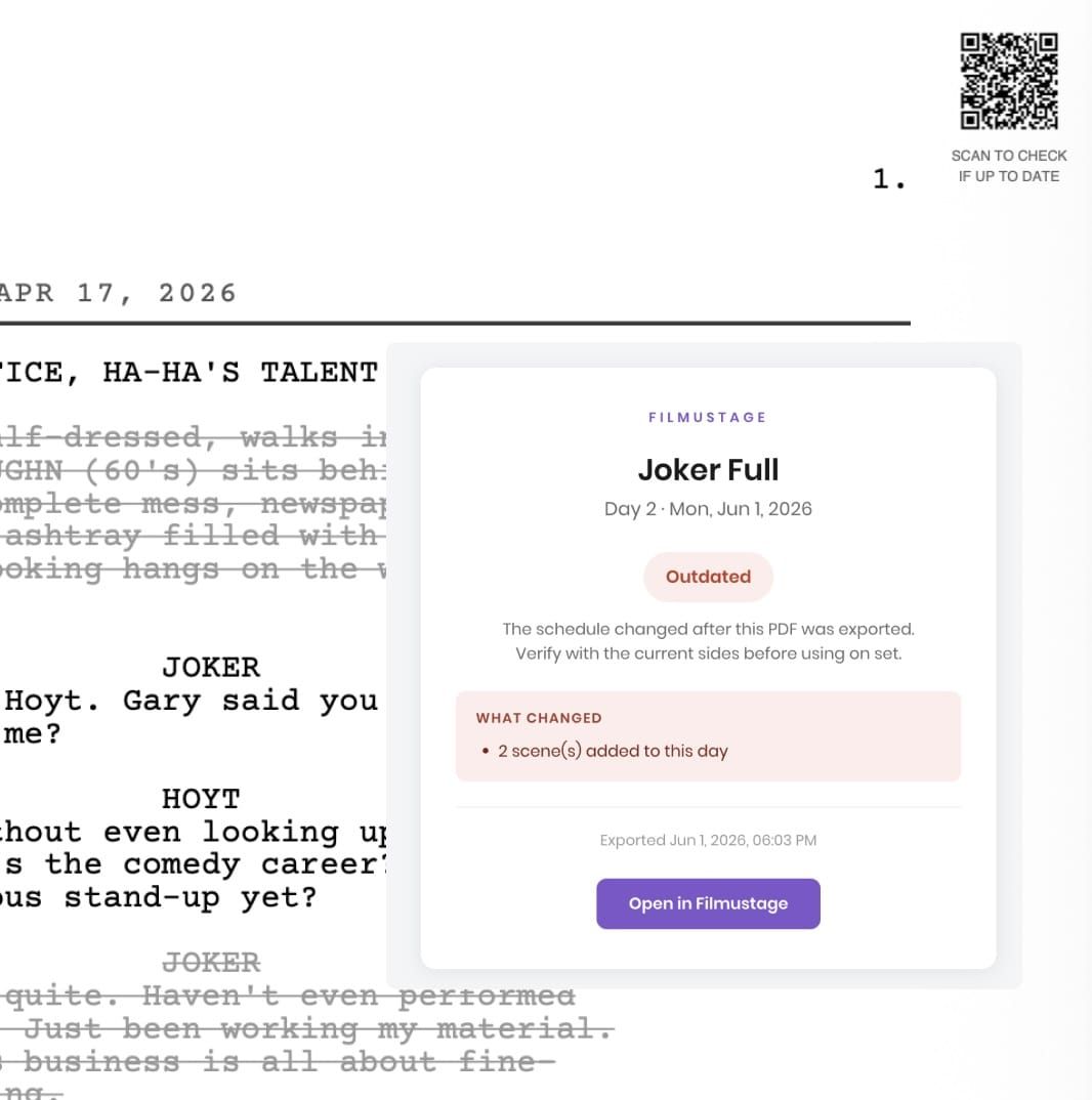 Script Sides, Pulled From Your Schedule